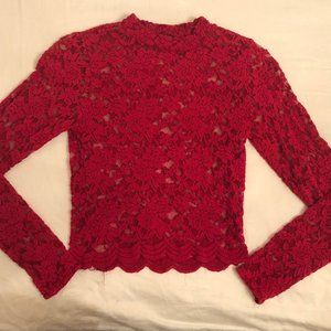 sexy mock neck lace long sleeve